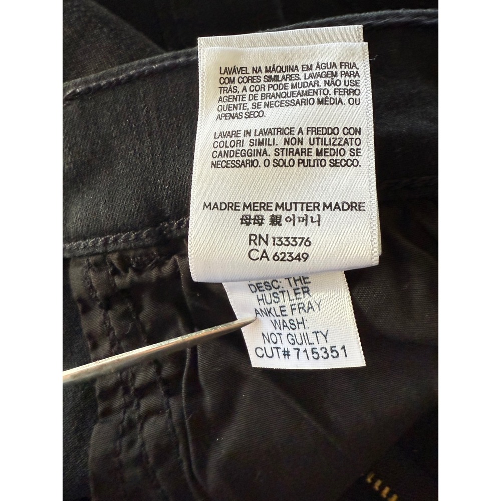 MOTHER The Hustler Ankle Fray Jeans Not Guilty Black Wash Size 32 New with Tag! - Picture 11 of 15